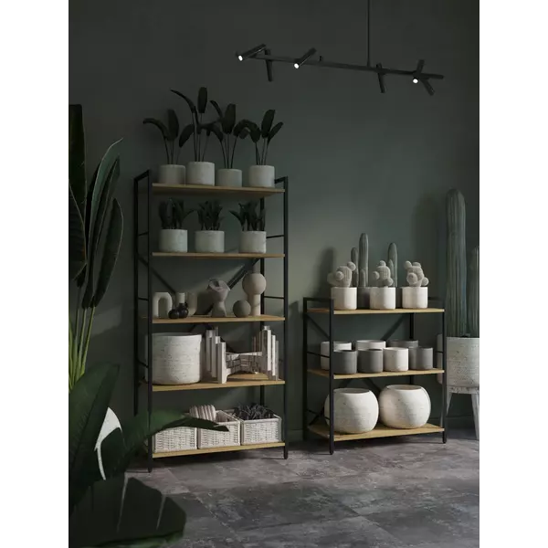 Металевий стелаж 160×80×40 антрацит-дуб артизан, 5 полиць ЛДСП, Лофтфото, зображення 9