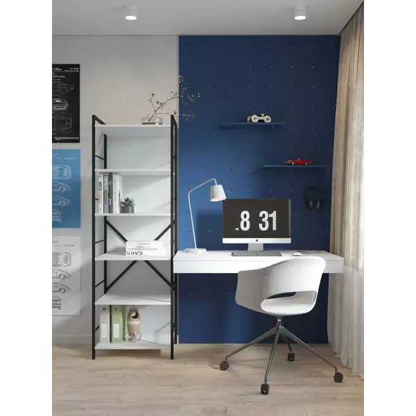 Металевий стелаж 180×60×24 антрацит-білий сніг, 6 полиць ЛДСП, Лофтфото, зображення 8