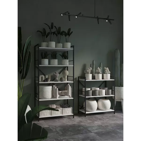 Металевий стелаж 110×60×24 антрацит-білий сніг, 4 полиці ЛДСП, Лофтфото, зображення 9