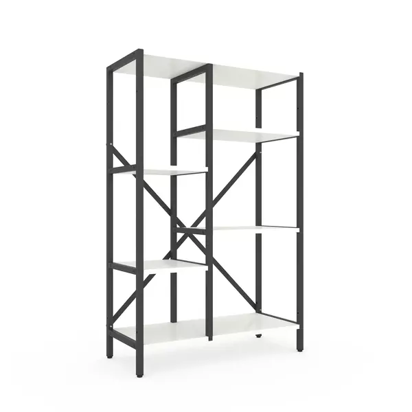 Стелаж Лофт Каскад 1090х700х300 Меткас, 35 кг/полицю, 5 полиць, ЛДСП, антрацит-білий снігфото