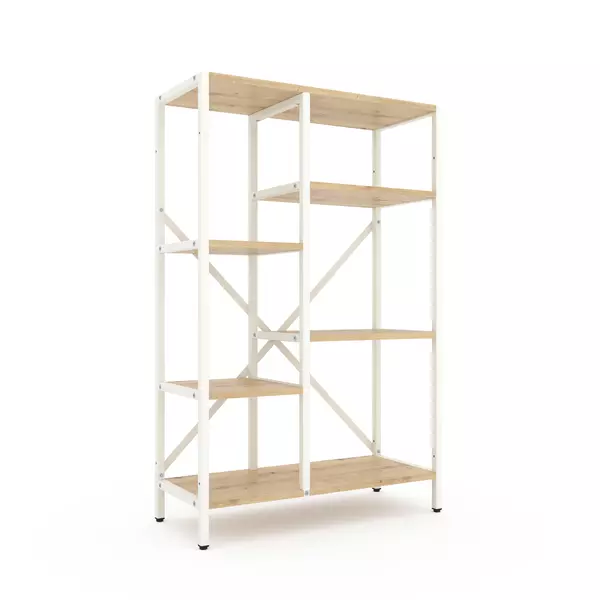 Стелаж Лофт Каскад 1090х700х300 Меткас, 35 кг/полицю, 5 полиць, ЛДСП, білий-дуб артизанфото