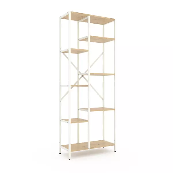 Стелаж Лофт Каскад 1780х700х300 Меткас, 35 кг/полицю, 7 полиць, ЛДСП, білий-дуб артизанфото