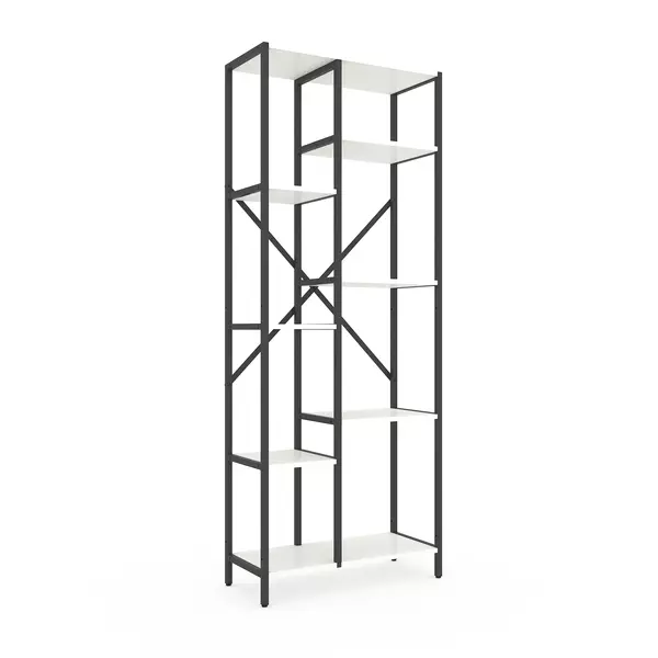 Стелаж Лофт Каскад 1780х700х300 Меткас, 35 кг/полицю, 7 полиць, ЛДСП, антрацит-білий снігфото
