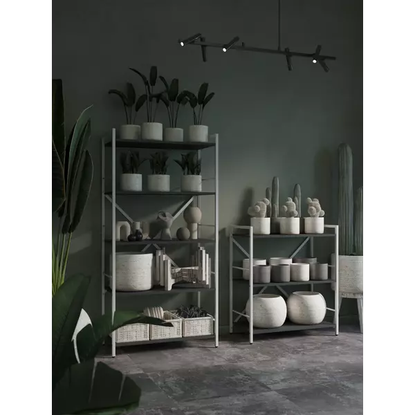 Металевий стелаж 180×60×24 білий-антрацит, 6 полиць ЛДСП, Лофтфото, зображення 9