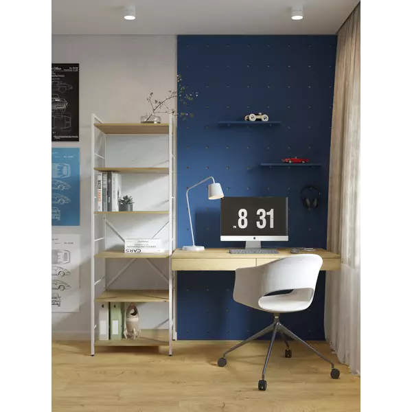 Металевий стелаж 160×80×40 білий-дуб артизан, 5 полиць ЛДСП, Лофтфото, зображення 8