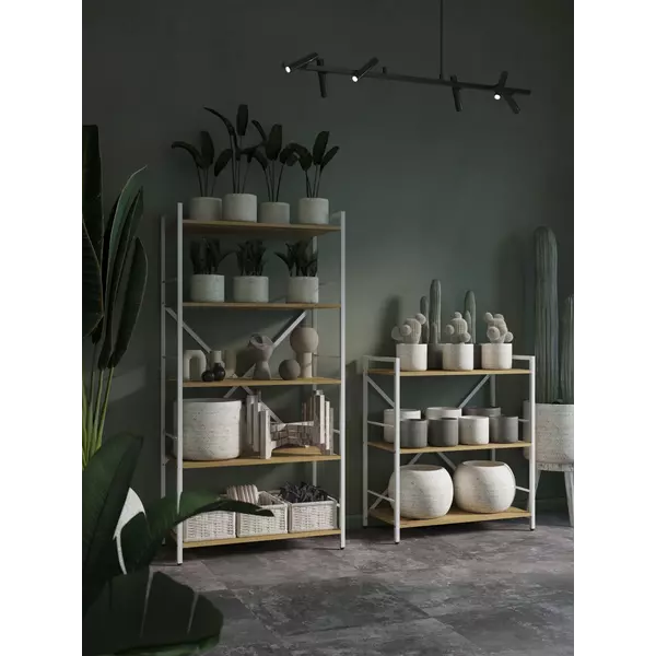 Металевий стелаж 90×80×40 білий-дуб артизан, 3 полиці ЛДСП, Лофтфото, зображення 9