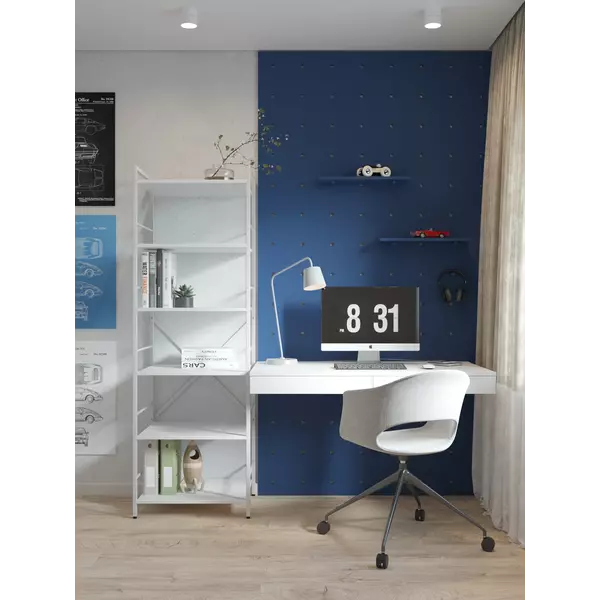 Металевий стелаж 170×80×35 білий-білий сніг, 5 полиць ЛДСП, Лофтфото, зображення 8