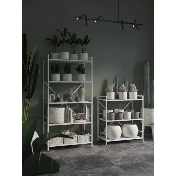 Металевий стелаж 90×80×40 білий-білий сніг, 3 полиці ЛДСП, Лофтфото, зображення 8